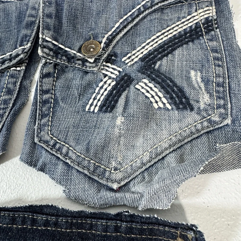 7 Denim Jean Flap Back Pockets Embroidered Quilting Sewing Crafts Upcycle